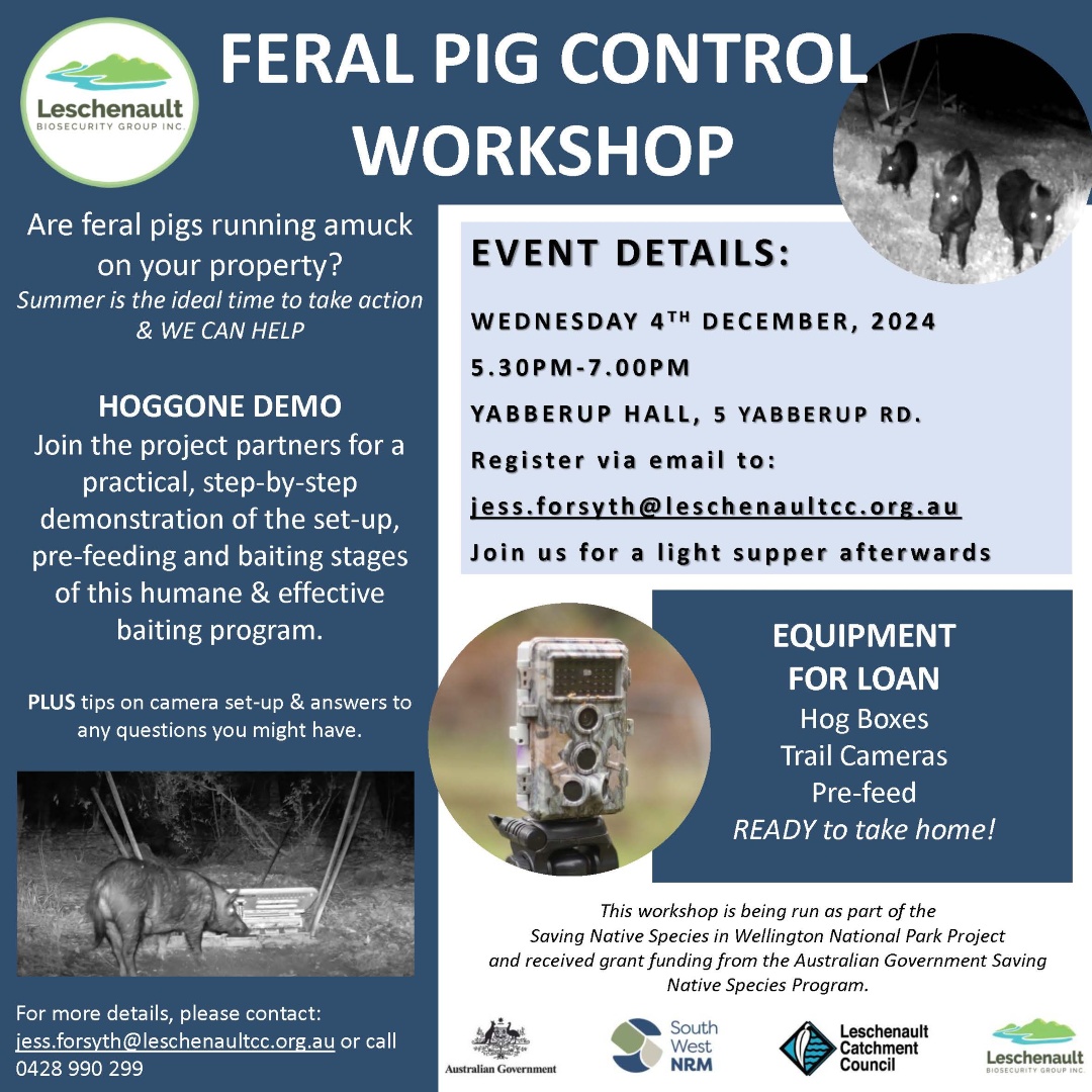 Feral Pig Control Workshop – part of the Saving Native Species in the Wellington National Park Project